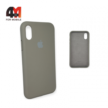 Чехол Iphone Xs Max Silicone Case с закрытым низом, светло-серого цвета