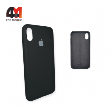 Чехол Iphone X/Xs Silicone Case с закрытым низом, темно-серого цвета