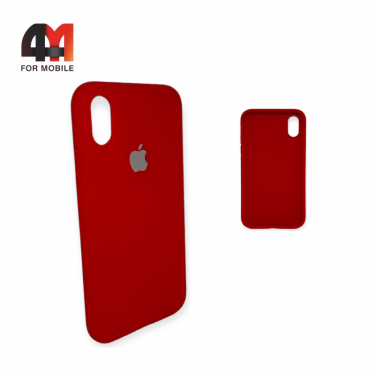 Чехол Iphone X/Xs Silicone Case с закрытым низом, красного цвета