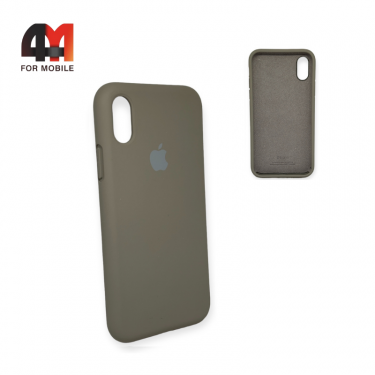 Чехол Iphone X/Xs Silicone Case с закрытым низом, светло-серого цвета