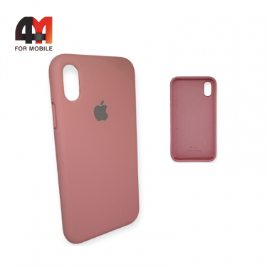 Чехол Iphone X/Xs Silicone Case с закрытым низом, розового цвета