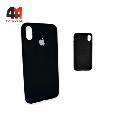 Чехол Iphone Xs Max Silicone Case с закрытым низом, черного цвета