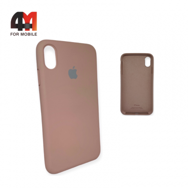 Чехол Iphone Xs Max Silicone Case с закрытым низом, пудрового цвета