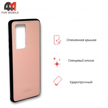 Чехол для Huawei P40 Pro пластиковый, стеклянный, розового цвета, Case