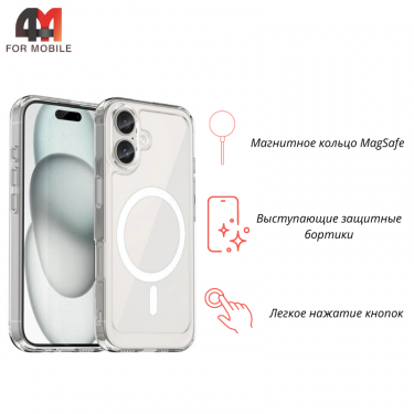 Чехол Iphone 16 Clear Case Magnetic, прозрачный