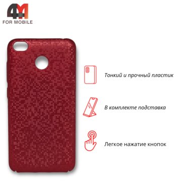 Чехол для Xiaomi Redmi 4X пластиковый, мозаика, красного цвета