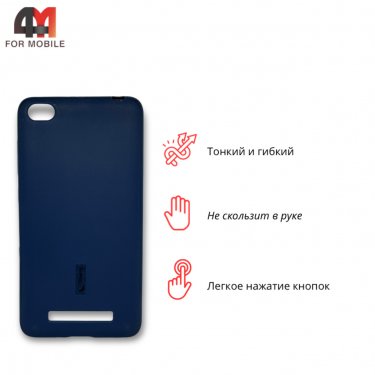 Чехол для Xiaomi Redmi 4A силиконовый, матовый, синего цвета, Cherry