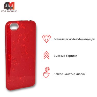 Чехол для Xiaomi Redmi Note 5A силиконовый, мраморный, красного цвета