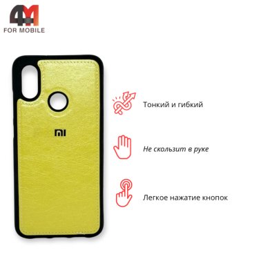 Чехол для Xiaomi Mi 8 силиконовый под кожу, желтого цвета