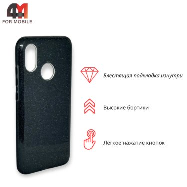 Чехол для Xiaomi Mi A2 Lite/Redmi 6 Pro силиконовый с блестками, черного цвета