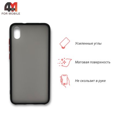 Чехол для Xiaomi Redmi 7A пластиковый с усиленной рамкой, черного цвета