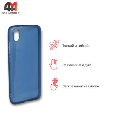 Чехол для Xiaomi Redmi 7A силиконовый, прозрачный синего цвета