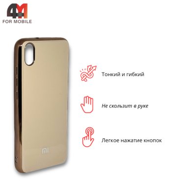 Чехол для Xiaomi Redmi 7A силиконовый, глянцевый с логотипом, пудрового цвета
