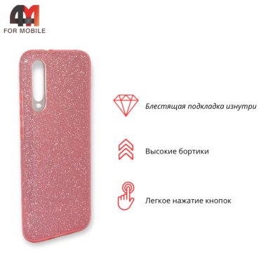 Чехол для Xiaomi Mi A3/Mi CC9e силиконовый с блестками, розового цвета