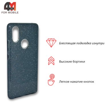 Чехол для Xiaomi Mi 8Se силиконовый с блестками, серого цвета