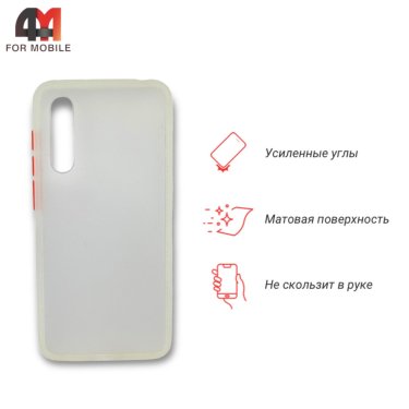Чехол для Xiaomi Mi A3 Lite/Mi 9 Lite пластиковый с усиленной рамкой, белого цвета