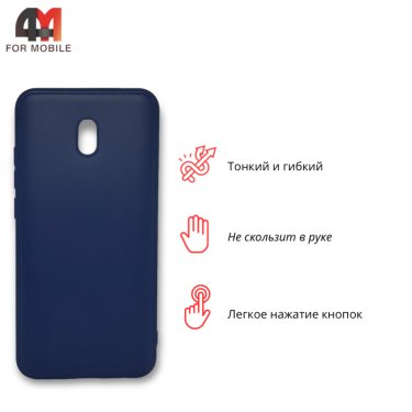 Чехол для Xiaomi Redmi 8A силиконовый, матовый, синего цвета