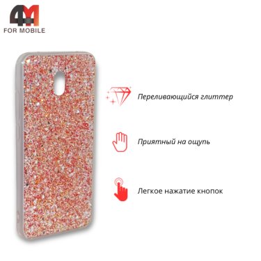 Чехол для Xiaomi Redmi 8A силиконовый, глиттер, красного цвета