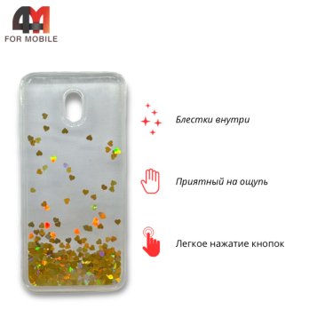 Чехол для Xiaomi Redmi 8A силиконовый, водичка, золотого цвета