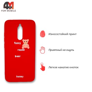 Чехол для Xiaomi Redmi 8 силиконовый, мишка, красного цвета