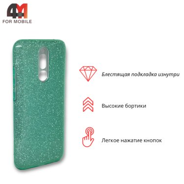 Чехол для Xiaomi Redmi 8 силиконовый с блестками, зеленого цвета