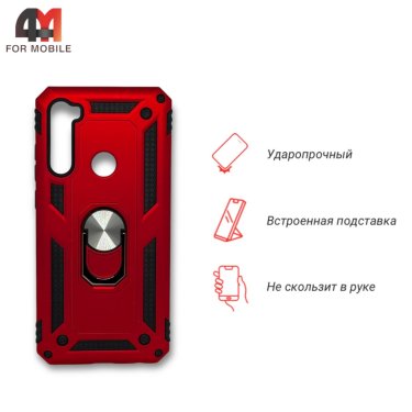 Чехол для Xiaomi Redmi Note 8T пластиковый, противоударный с подставкой, красного цвета, Case