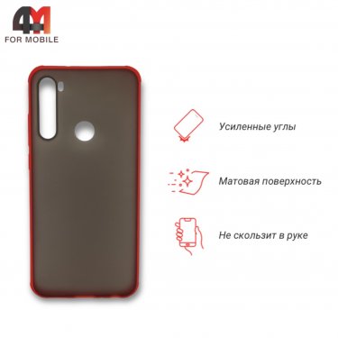 Чехол для Xiaomi Redmi Note 8 пластиковый с усиленной рамкой, красного цвета