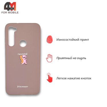 Чехол для Xiaomi Redmi Note 8 силиконовый, дракон, пудрового цвета