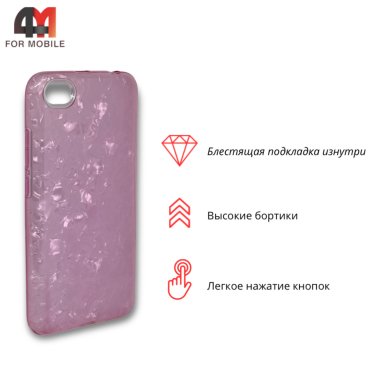 Чехол для Xiaomi Redmi Note 5A силиконовый, мраморный, фиолетового цвета