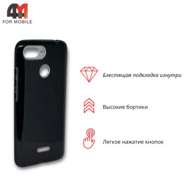 Чехол для Xiaomi Redmi 6 силиконовый с блестками, черного цвета