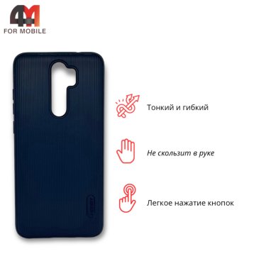 Чехол для Xiaomi Redmi Note 8 Pro силиконовый, ребристый, синего цвета, Cherry