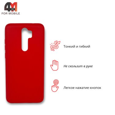 Чехол для Xiaomi Redmi Note 8 Pro силиконовый, ребристый, красного цвета, Cherry