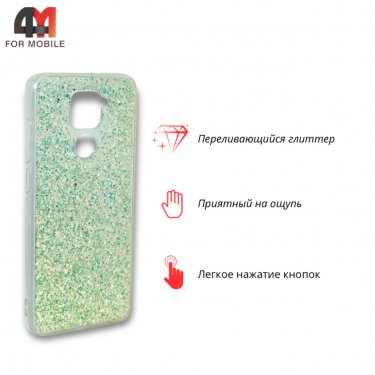 Чехол для Xiaomi Redmi Note 9/Redmi 10X силиконовый, глиттер, зеленого цвета