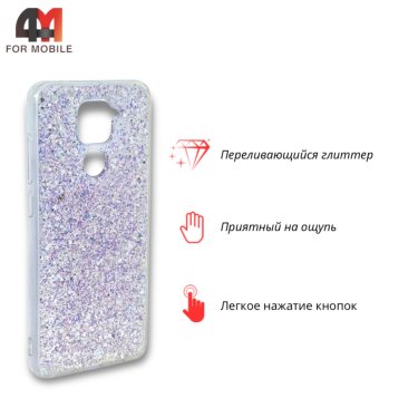 Чехол для Xiaomi Redmi Note 9/Redmi 10X силиконовый, глиттер, фиолетового цвета