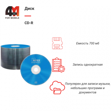 Диск CD-R 700 мб, голубой