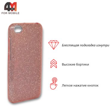 Чехол для Xiaomi Redmi Go силиконовый с блестками, розового цвета