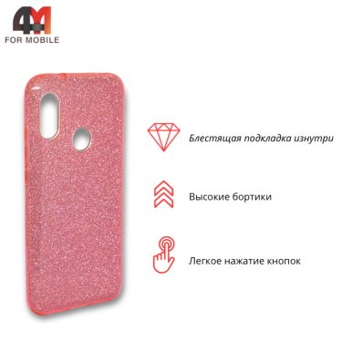 Чехол для Xiaomi Mi A2/Mi 6X силиконовый с блестками, розового цвета