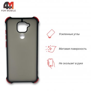Чехол для Xiaomi Redmi Note 9/Redmi 10X пластиковый с усиленными углами, черного цвета