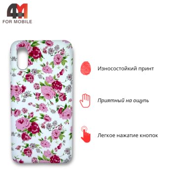 Чехол для Xiaomi Mi 8 Pro силиконовый с рисунком, пионы