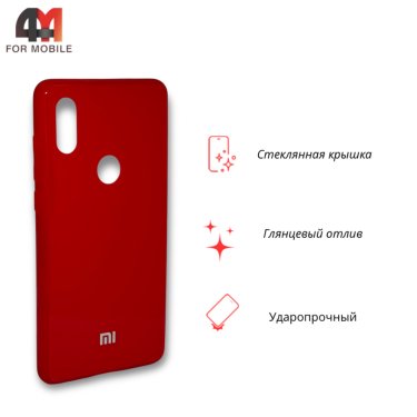 Чехол для Xiaomi Mi Mix 2S пластиковый, глянцевый с логотипом, красного цвета