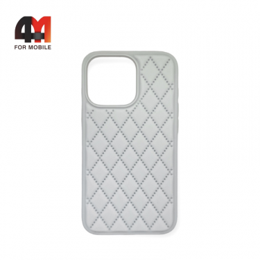 Чехол Iphone 13 Silicone Case ромбы, 9 белого цвета