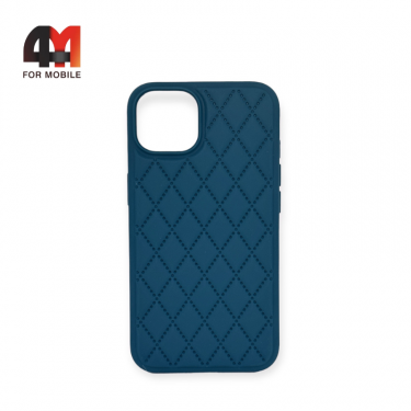 Чехол Iphone 13 Silicone Case ромбы, 35 cеро-синего цвета