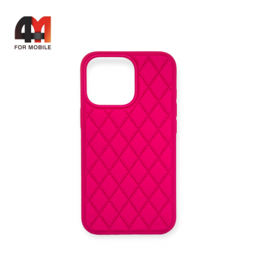 Чехол Iphone 13 Pro Max Silicone Case ромбы, 47 ярко-розового цвета