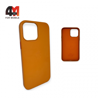 Чехол Iphone 13 Pro пластиковый, Leather Case + MagSafe, Golden Brown