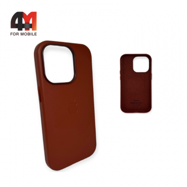 Чехол Iphone 13/14 пластиковый, Leather Case + MagSafe, Umber