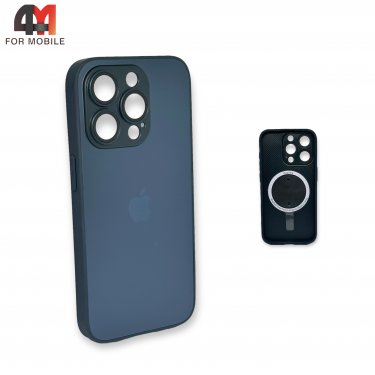 Чехол Iphone 13 Pro пластиковый, Glass Case + MagSafe, темно-серого цвета