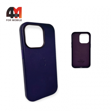 Чехол Iphone 13/14 пластиковый, Leather Case + MagSafe, Deep violet