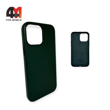 Чехол Iphone 13 Pro пластиковый, Leather Case + MagSafe, Sequoia Green