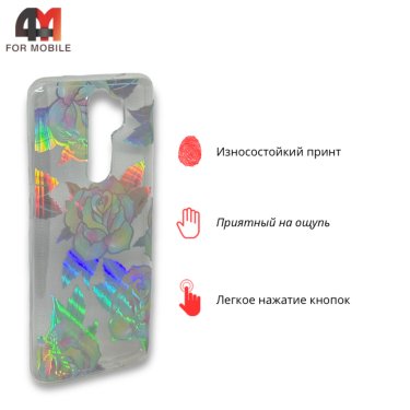 Чехол для Xiaomi Redmi Note 8 Pro силиконовый, хамелеон, розы