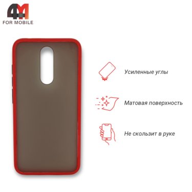 Чехол для Xiaomi Redmi 8 пластиковый с усиленной рамкой, красного цвета